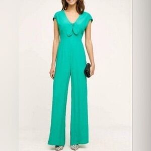 Anthropologie NWT Harlyn Danica Kelly Green Jumpsuit Size Small‎